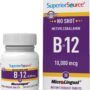 Superior Source No Shot Vitamin B12 Methylcobalamin 10000 mcg, Quick Dissolve MicroLingual Tablets, 30 Count, Active Form of B12, Supports Energy Production, Nervous System Support, Non-GMO