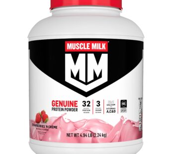 Muscle Milk Genuine Protein Powder, Strawberries ‘N Cr?me, 32g Protein, 4.94 Pound