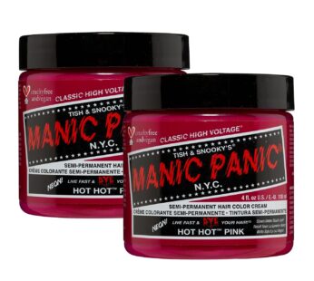 MANIC PANIC Hot Hot Pink Hair Dye ? Classic High Voltage – (2PK) Semi Permanent Hair Color – Medium Pink – Glows in Blacklight ? For Dark & Light Hair – Vegan, PPD & Ammonia Free – For Coloring Hair
