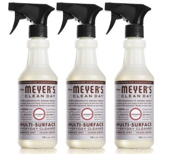 Mrs. Meyer’s Clean Day Multi-Surface Everyday Cleaner, Cruelty Free Formula, Lavender Scent, 16 oz- Pack of 3