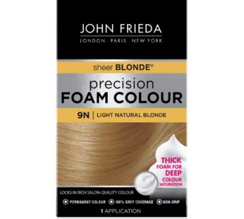 John Frieda Blonde Permanent Precision Foam Hair Color, Blonde Hair Dye, 9N Light Natural Blonde Hair Color Kit, 1 Application