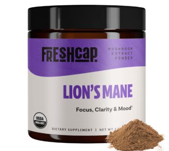 FreshCap Lions Mane Supplement Powder – Mushrooms for Memory & Immunity (60 Grams)