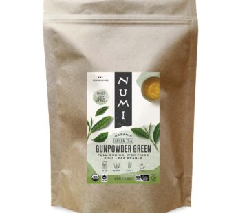 Numi Organic Gunpowder Green Tea, 16 Ounce Pouch, Full-Bodied Loose Leaf Green Tea Pearls, Brew 200 Cups, Packaging May Vary