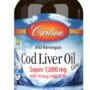 Carlson - Cod Liver Oil Gems, Super 1000 mg, 250 mg Omega-3s, 400 IU (10 mcg) Vitamin D3, Wild Caught Norwegian Arctic Cod Liver Oil, Nordic Fish Oil Capsules, 250 Softgels