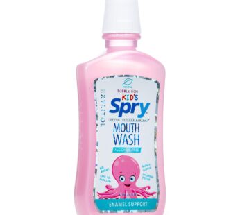 Spry Xylitol Mouthwash Fluoride Free with Enamel Support, Gentle, Natural Bubble Gum – 16 fl oz (Pack of 1)