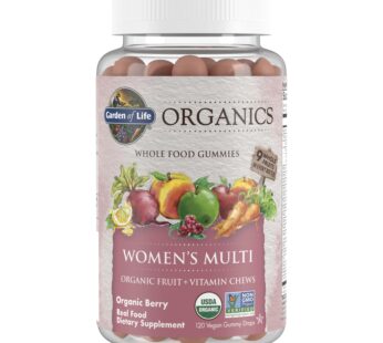 Garden of Life Organics Women’s Gummy Vitamins – Berry – Certified Organic, Non-GMO, Vegan, Kosher Complete Multi – Methyl B12, C & D3 – Gluten, Soy & Dairy Free, 120 Real Fruit Gummies