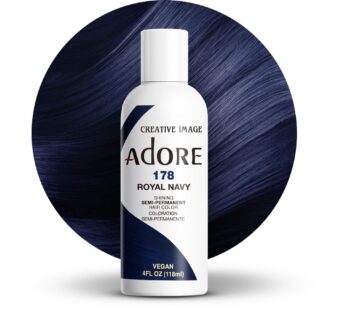 Adore Semi Permanent Hair Color – Vegan and Cruelty-Free Blue Hair Dye – 4 Fl Oz – 178 Royal Navy (Pack of 1)
