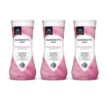 Summer’s Eve Simply Sensitive Daily Gentle All Over Feminine Body Wash, Removes Odor, Feminine Wash pH Balanced, 15 fl oz, 3 Pack