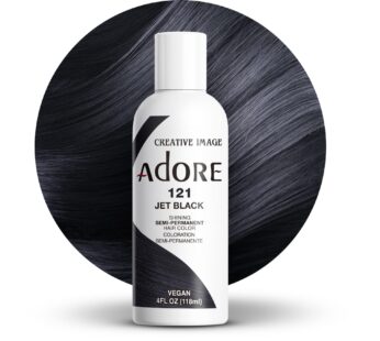 Adore Semi Permanent Hair Color – Vegan and Cruelty-Free Blue Hair Dye – 4 Fl Oz – 121 Jet Black (Pack of 1)
