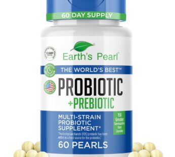 Earth’s Pearl Probiotic Pearls for Women and Men – Kids Probiotic with Prebiotic Fiber – Daily Probiotic for Women and Men – 60-Day Supply of Prebiotics and Probiotics for Women and Men Probiotic