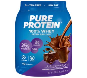 Pure Protein 100% Whey Protein Powder, Rich Chocolate, 25 g Protein, 1.75 lb (Packaging May Vary)