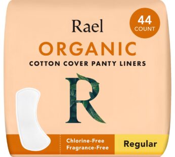 Rael Panty Liners for Women, Organic Cotton Cover – Regular Pantiliners, Light Absorbency, Unscented, Chlorine Free (Regular, 44 Count)
