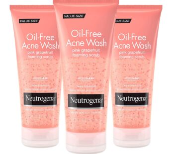 Neutrogena Oil Free Pink Grapefruit Acne Treatment Face Wash with Vitamin C, 2% Salicylic Acid, Gentle Foaming Facial Scrub to Treat & Prevent Breakouts, 6.7 Fl Oz, Pack of 3
