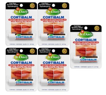 Dr. Dan’s Cortibalm-5 Pack- for Dry Cracked Lips- Healing Lip Balm for Severely Chapped Lips – Designed for Men, Women and Children –