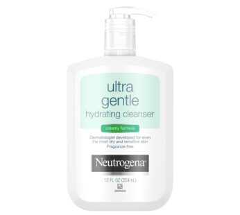 Neutrogena Ultra Gentle Hydrating Facial Cleanser, Non-Foaming Face Wash for Sensitive Skin, Gently Cleanses Face Without Over Drying, Oil-Free, Soap-Free, Fragrance-Free, 12 fl. oz