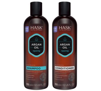 HASK ARGAN OIL Repairing Shampoo + Conditioner Set for All Hair Types, Color Safe, Gluten-Free, Sulfate-Free, Paraben-Free, Cruelty-Free – 1 Shampoo and 1 Conditioner