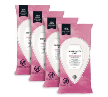 Summer’s Eve Simply Sensitive Daily Gentle Feminine Wipes, Removes Odor, pH balanced, 32 count, 4 Pack