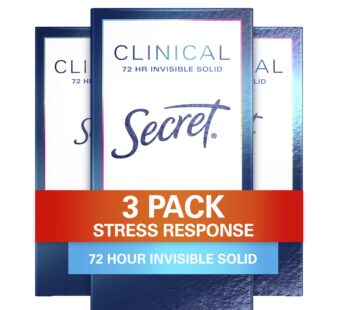 Secret Clinical Strength Antiperspirant and Deodorant for Women Invisible Solid Stress Response, White, 1.6 Oz (Pack of 3)