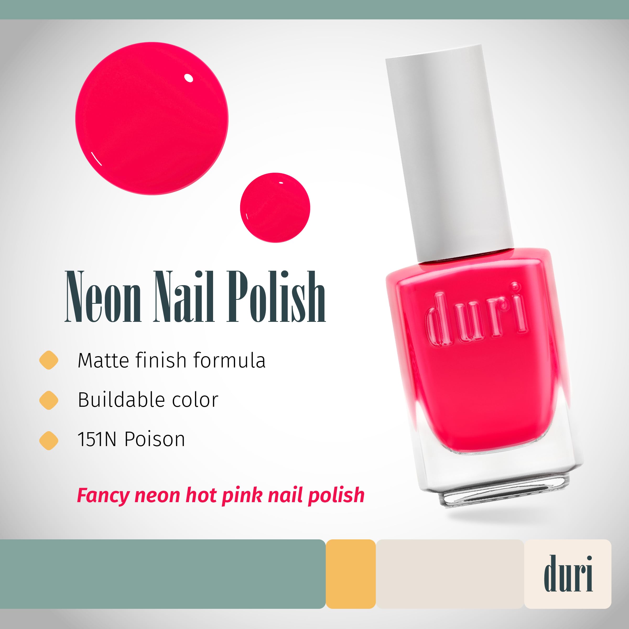 duri 151N Poison - Neon Hot Pink Nail Polish - Image 2