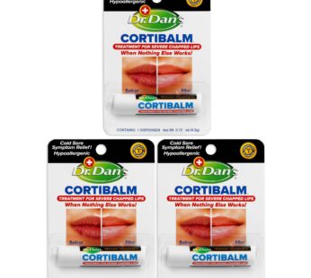 Dr. Dan’s Cortibalm- 3 Pack- for Dry Cracked Lips – Healing Lip Balm for Severely Chapped Lips – Designed for Men, Women and Children