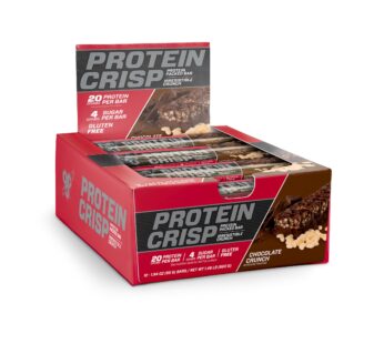 BSN Protein Crisp Bar, Protein Snack Bars, Crunch Bars with Whey Protein and Fiber, Gluten Free, Chocolate Crunch, 12 Count (Packaging May Vary)