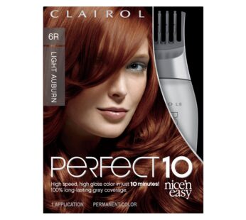 Clairol Nice’n Easy Perfect 10 Permanent Hair Dye, 6R Light Auburn Hair Color, Pack of 1