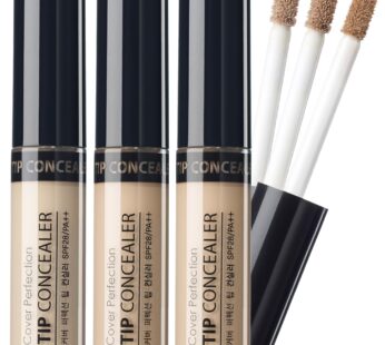 THE SAEM Cover Perfection Tip Concealer 3 Color Set, Liquid Multi-Use Concealer, Full Coverage Makeup for Acne Dark Spots Dark Circles Hyperpigmentation and Blemishes, 0.2 fl.oz. (#1, #1.5, #2)