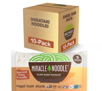 Miracle Noodle Angel Hair Pasta – Plant Based Shirataki Noodles, Konjac Noodles, Vegan, Gluten-Free, Low Carb Pasta, Paleo, Low Calorie Noodles, Soy Free, Non-GMO, Keto Pasta Noodles – 7 Oz, 10-Pack