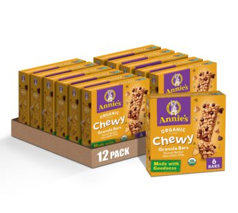Annie’s Organic Chewy Granola Bars, Peanut Butter Chocolate Chip, 6 Bars, 5.34 oz (Pack of 12)