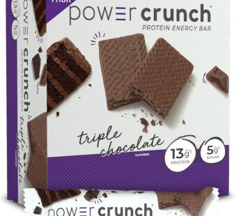 Power Crunch Protein Wafer Bars, High Protein Snacks with Delicious Taste, Triple Chocolate, 1.4 Ounce (12 Count)