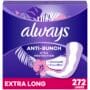 Always Anti-Bunch Xtra Protection, Panty Liners For Women, Extra Long Length, Unscented, 68 Count X 4 Packs (272 Count Total) (Packaging May Vary)
