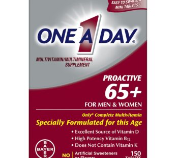 One A Day Proactive 65+, Mens & Womens Multivitamin, Supplement with Vitamin A, Vitamin C, Vitamin D, and Zinc for Immune Health Support*, Calcium, Folic Acid & more, Tablet 150 Count