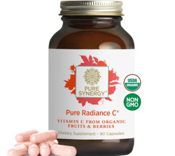 PURE SYNERGY Pure Radiance C | Organic Vitamin C Capsules | 100% Natural, Whole Food, Non-GMO Supplement with Camu Camu Extract | for Immune and Collagen Support (90 Capsules)