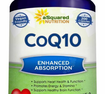 aSquared Nutrition CoQ10 (400mg Max Strength, 200 Capsules) – High Absorption Vegan Coenzyme Q10 Powder – Ubiquinone Supplement Pills, Extra Antioxidant CO Q-10 Enzyme Vitamin Tablets, Coq 10 400 mg