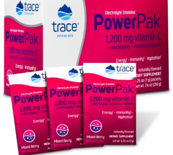 Trace Minerals | Power Pak Electrolyte Powder Packets | 1200 mg Vitamin C, Zinc, Magnesium | Boost Immunity, Hydration and Natural Energy | Mixed Berry | 30 Packets