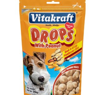 Vitakraft Drops with Peanut Treats for Dogs, Bite-Sized Training Snacks, 8.8 Ounce Pouch