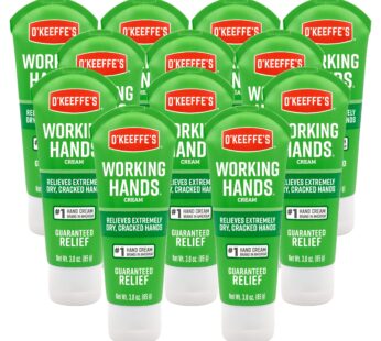 O’Keeffe’s Working Hands Hand Cream, Relieves and Repairs Extremely Dry Hands, 3 oz Tube, (Bulk Hand Cream, Pack of 12)