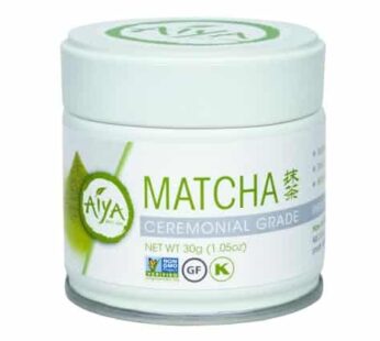 Aiya Authentic Japanese Premium First Harvest Ceremonial Grade Matcha Green Tea Powder – Vegan-Friendly, Zero Sugar, Gluten-Free – 30g Tin