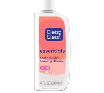 Clean & Clear Essentials Foaming Facial Cleanser, Oil-Free Daily Face Wash with Glycerin to Remove Acne Breakout-Causing Dirt, Oil & Makeup Without Over-Drying, 8 Fl Oz (Packaging may vary)