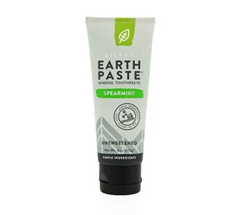 Redmond Earthpaste with Silver – Natural Non-Fluoride Toothpaste, 4 Ounce Tube (Unsweetened Spearmint)