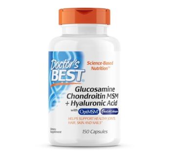 Doctor’s Best Glucosamine Chondroitin MSM + Hyaluronic Acid with OptiMSM Featuring Biocell Collagen, Joint Support, Non-GMO, Gluten & Soy Free, 150 Caps