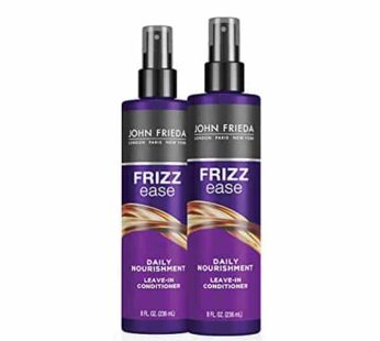 John Frieda Frizz Ease Nourishing Anti Frizz Leave-in Conditioner and Heat Protectant for Frizz-prone Hair, Moisturizes and Renews Shine, with Vitamin A, C, and E, 8 oz (2 Pack)