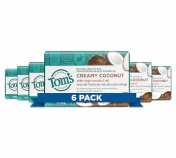 Tom’s of Maine Natural Beauty Bar Soap, Creamy Coconut With Virgin Coconut Oil, 5 oz. 6-Pack (Packaging May Vary)