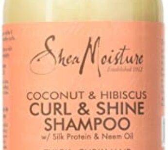 SheaMoisture Shampoo – Coconut & Hibiscus Curl & Shine, Sulfate-Free Shampoo, Coconut Oil, Vitamin E, and Neem for Frizz Control, Curly Hair Products for Women, 13 Fl Oz Ea (Pack of 2)