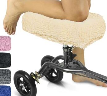 Vive Mobility Knee Walker Pad Cover – Plush Synthetic Faux Sheepskin Scooter Cushion – Accessory for Knee Roller – Leg Cart Improves Comfort During Injury (Off-White)