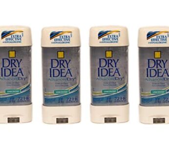 Dry Idea Roll On Anti-Perspirant & Deodorant, Advanced Dry, Unscented Hypo-Allergenic, 3-Ounce Tubes (Pack of 4)