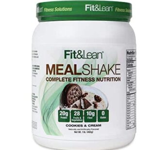 Fit & Lean Meal Shake, Fat Burning Meal Replacement, Meal Replacement with Protein, Fiber, Probiotics and Organic Fruits & Vegetables, Cookies and Cream, 1lb, 10 Servings Per Container