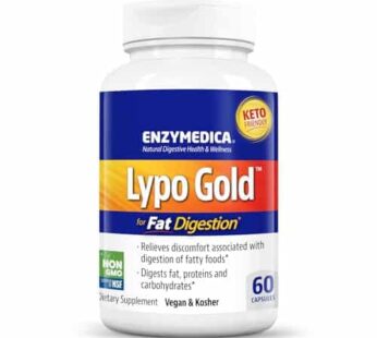 Enzymedica Lypo Gold, Digestive Enzymes for Fat Digestion, Offers Fast Acting Gas & Bloating Relief, 60 Count