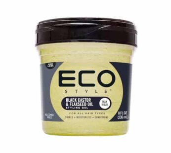 Eco Style Black Castor and Flaxseed Oil Styling Gel – Helps Nourish and Repair Damaged Hair – Promotes Healthy Scalp – Provides Superior and Weightless Hold – Delivers Long Lasting Shine – 8 oz