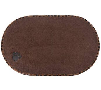 SINLAND Microfiber Pet Bowl Food Mat Dish Drying Mat with Anti-Skid Backing (16.14″ x 27.16″, Brown)